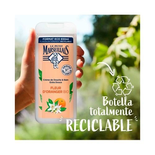 LE PETIT MARSEILIAIS Gel de baño o ducha hidratante y nutritivo, extra suave con flor de azahar bio 650 ml.
