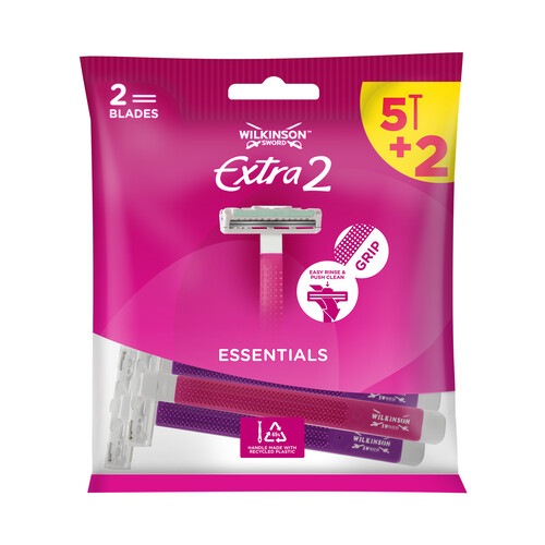 Cuchilla de afeitar desechable, con cabezal de doble hoja WILKINSON Extra2 Essentials 5 uds.