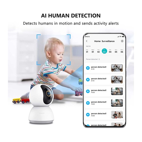 Cámara de vigilancia WiFi XIAOMI Smart Camera C300, 2K, 360°, asistente de Voz, detección de movimiento con IA.