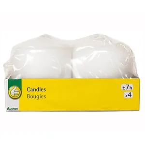 Set de velas de color blanco, 4 unidades, PRODUCTO ECONÓMICO ALCAMPO.