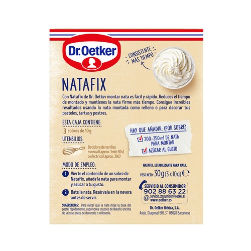DR. OETKER Preparado de nata para montar Dr. OETKER 30 g.