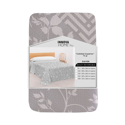 Colcha bouti estampado daven 135cm gris. INNOVA HOME.