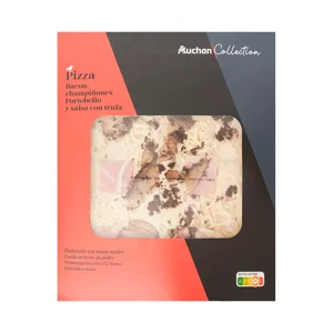 AUCHAN COLLECTION Pizza de bacon, champiñones Portobello y trufa 400 g Alcampo Gourmet.