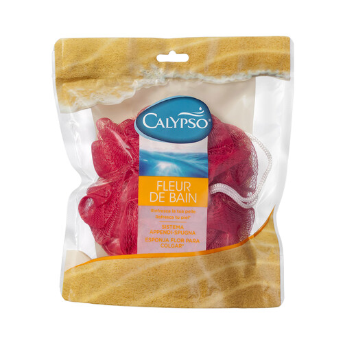 CALYPSO Esponja tipo flor con cuerda para colgar, que ayuda a refrescar nuestra piel CALYPSO.