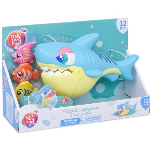 Tiburón Comilón para el agua, ayuda al desarrollo de la coordinación, Juguete para el Baño +12 Meses ONE, TWO FUN Baby