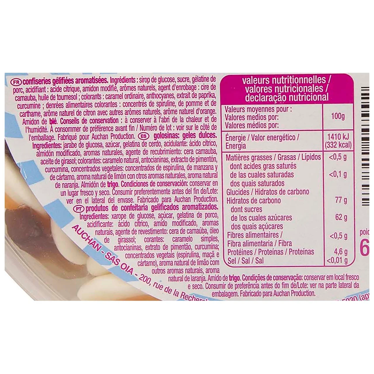 PRODUCTO ALCAMPO Mix de golosinas maxi (geles dulces aromatizados) 600 g.