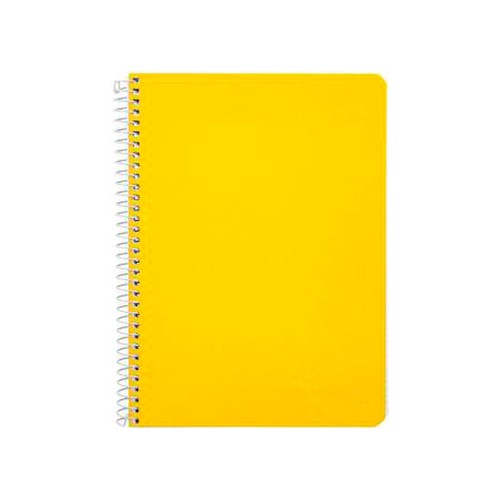 Cuaderno A4 80 hojas, con tapa de polipropileno, color amarillo 90 g. AUCHAN