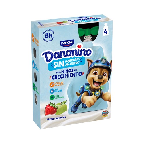 DANONINO Bolsita (pouch) de yogur con fresa y manzana 4 x 70 g.