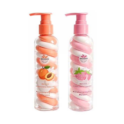 BECASAN Nature Mousse hidratante corporal con aroma a albaricoque o fresa 200 ml.