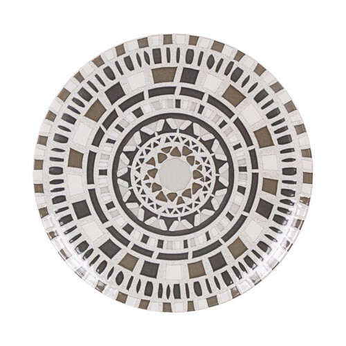 Bajoplato de loza de 32,5cm con diseño en mosáico en tonos naturales, Barroc Mónaco LA MEDITERRÁNEA.