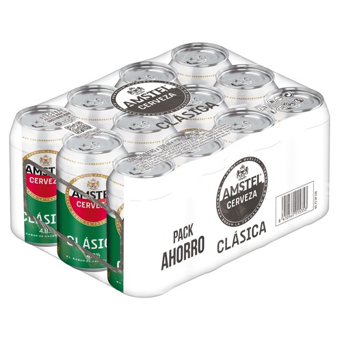 Cervezas AMSTEL CLÁSICA pack de 12 latas de 33 cl.