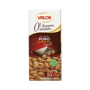 Imagen de VALOR Chocolate puro con almendras sin azucares añadidos tableta de 150 g.