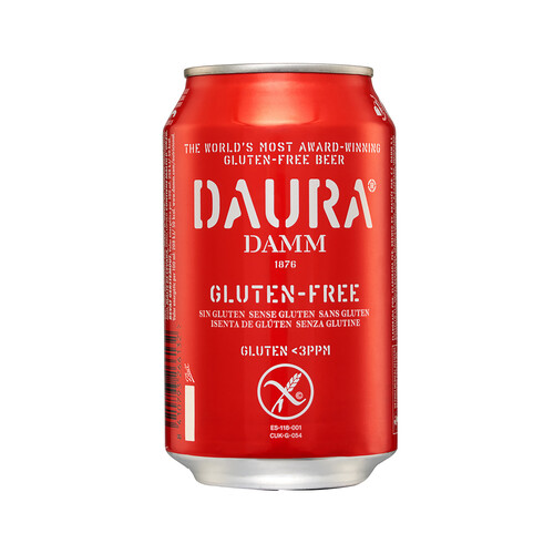 DAURA Cerveza sin gluten DAURA DAMM lata de 33 cl.