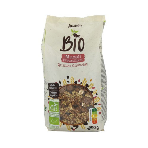 Cereales muesli con quinoa y con chocolate ALCAMPO ECOLÓGICO 500 g.