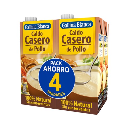 GALLINA BLANCA Caldo de pollo pack 4 uds. 1 l.