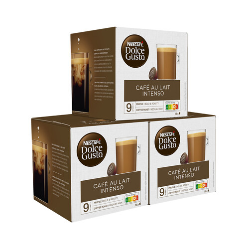 DOLCE GUSTO Café en cápsulas con leche intenso I6, 16 uds. 