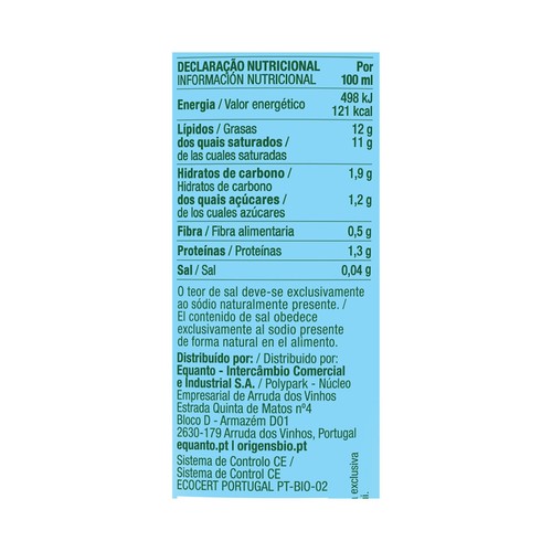 ORIGENS Leche de coco light Bio ORIGENS 400 ml.