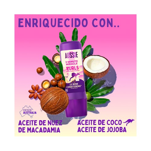 AUSSIE 3 minute miracle curls Acondicionador hidratante para cabellos rizados o con ondas 250 ml.