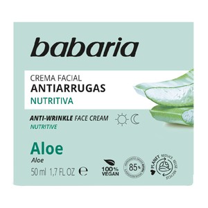 BABARIA Crema facial con aloe vera y acción nutritiva y antiarrugas 50 ml.