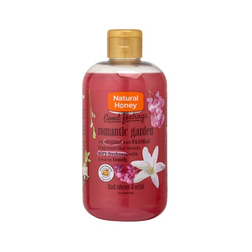 NATURAL HONEY Good feelings romantic garden Gel para ducha o baño con aroma a nardo negro y orquídea 500 ml.