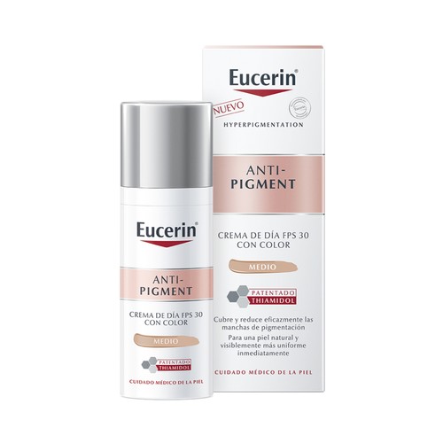 EUCERIN Crema de día anti-manchas, con color (tono medio) y FPS 30 EUCERIN Anti-pigment 50 ml.