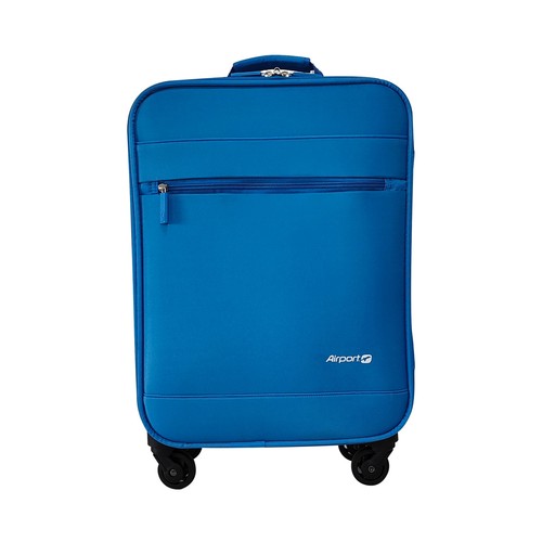 Maleta cabina tipo trolley talla S de tela, 4 ruedas, color Azul- Easy fly. AIRPORT