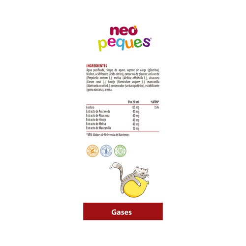 NEO PEQUES Complemento alimentico sabor manzana, para el alivio de los gases 150 ml.