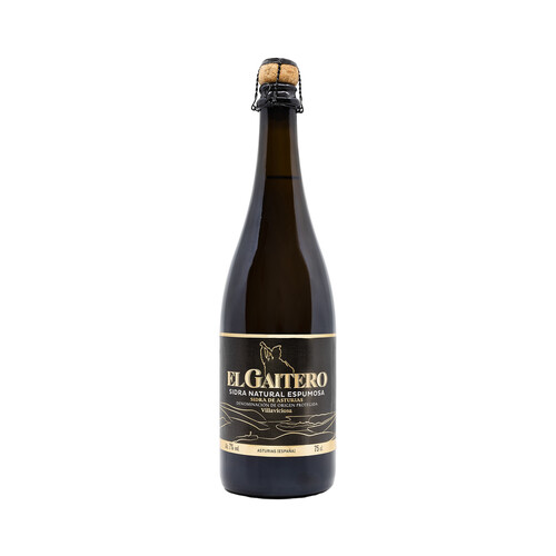 EL GAITERO Etiqueta negra Sidra natural espumosa con D.O.P Sidra de Asturias botella 75 cl.