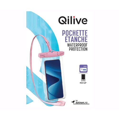 Funda impermeable universal para móvil QILIVE, color rosa