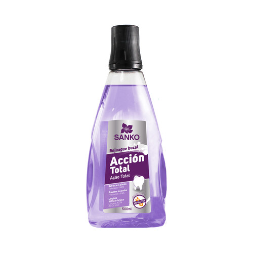 Enjuague bucal de uso diario, con acción total SANKO 500 ml.