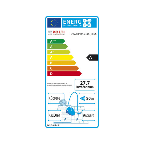 POLTI Forzaspira C115 PLUS, 800W, ciclónico, filtro Hepa.