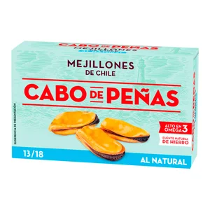CABO DE PEÑAS Mejillones de Chile al natural 13 / 18 lata de 69 g.