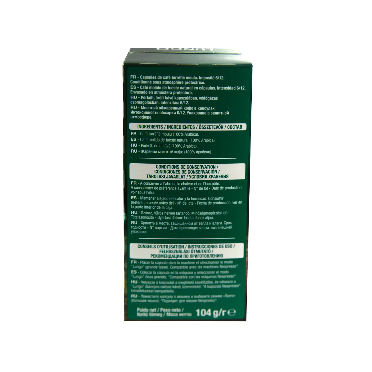 PRODUCTO ALCAMPO Café en cápsulas Lungo I6, 20 uds.