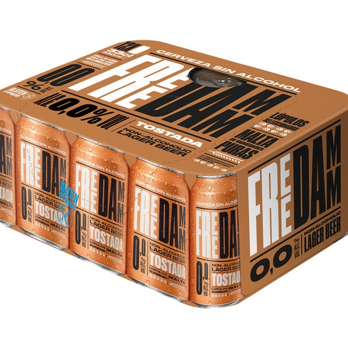 FREE DAMM Cerveza tostada sin alcohol  en lata 33 cl. pack 12 uds,
