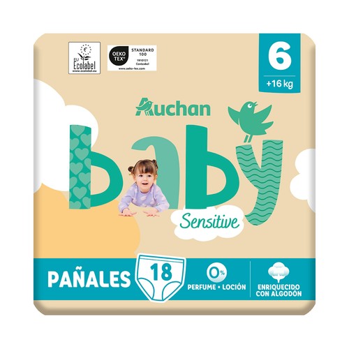 PRODUCTO ALCAMPO Baby sensitive Pañales talla 6 (+16 kg) 18 uds.