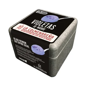 LA COLMENAREÑA Tarrina de helado artesano de violetas, elaborado con leche fresca de Madrid 500 ml.