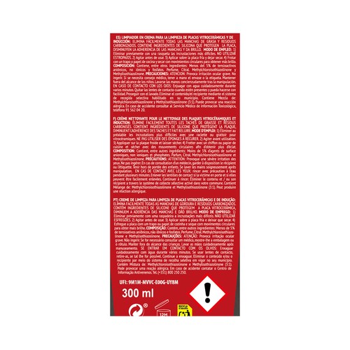 EKOSAN Limpiador vitro crema 300 ml.