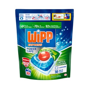 Wipp Power Caps Detergente en Cápsulas Antiolores 33 Uds