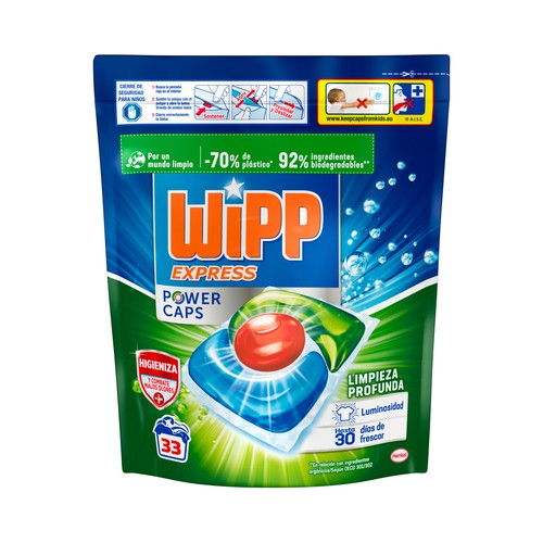 WIPP Power Caps Detergente en cápsulas antiolores 33 uds