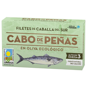 Imagen de CABO DE PEÑAS Filete Caballa en aceite de oliva ecológico lata 53 g.