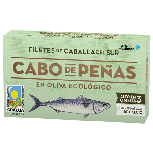 Filete Caballa en Aceite de Oliva ecológico. CABO DE PEÑAS 53 g.
