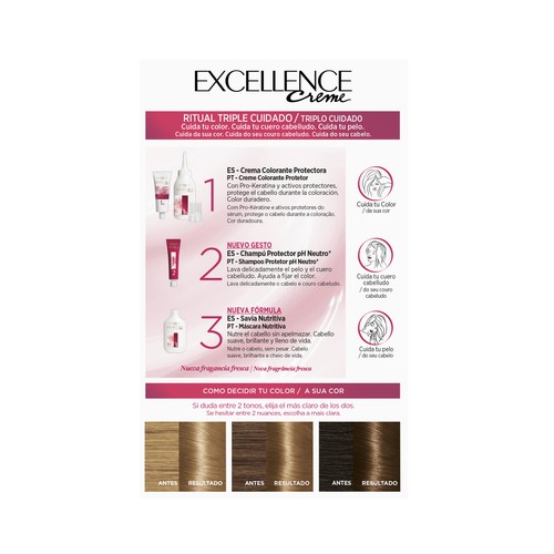 L´ORÉAL PARIS Excellence creme Tinte de pelo permanente tono 7.3 Rubio dorado.