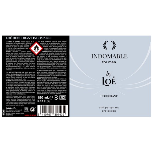 LOÉ Indomable Desodorante en spray para hombre con protección antitranspirante 150 ml.
