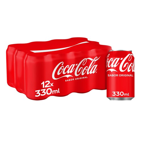 COCA COLA Refresco de cola pack 12 latas x 33 cl.