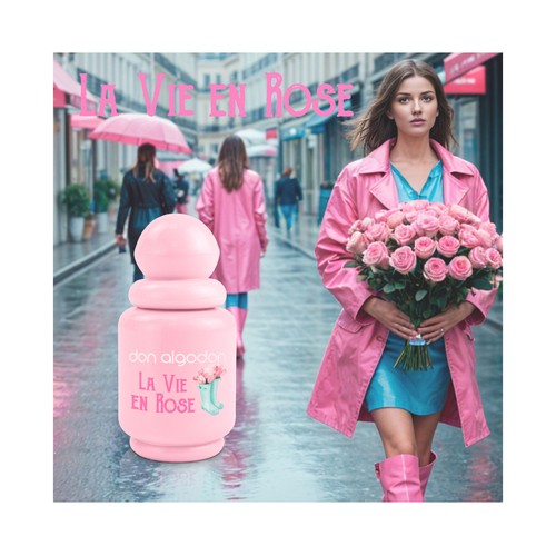 DON ALGODÓN La vie en rose Neceser para mujer con colonia, iluminador y crema de manos.