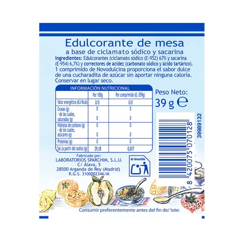 NOVODULCINA Edulcorante comprimidos sd 650 uds