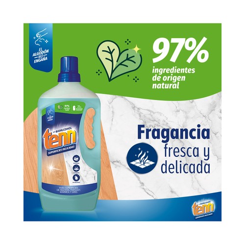 TENN Limpiahogar con bioalcohol y aloe vera, especial superficies delicadas 1,3 l.