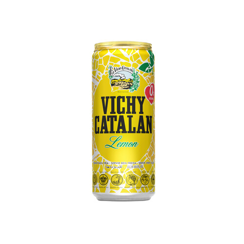 VICHY CATALAN Agua mineral con gas sabor limón lata de 33 cl.