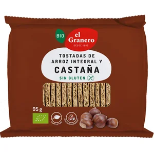 EL GRANERO Bio Tostadas de arroz integral y castaña, elaboradas sin gluten 95 g.