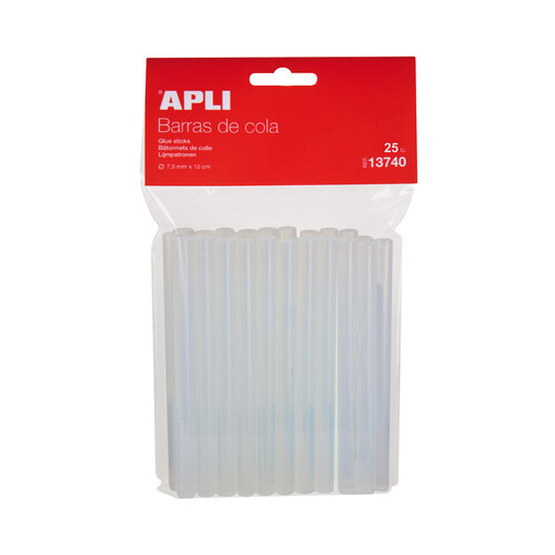 Pack de 25 recambios de cola transparente en barra, APLI.